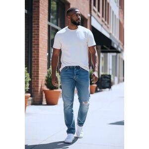 Levi Strauss & Co 501 Mens Jeans Button Fly Distressed Blue Size 38x32